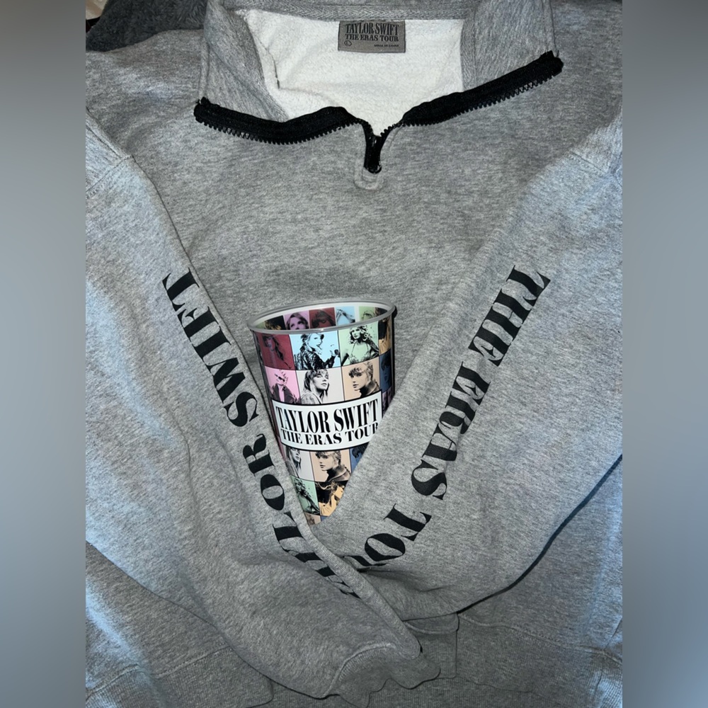 Taylorr Swift Eras Tour Grey Quarter zip size Large